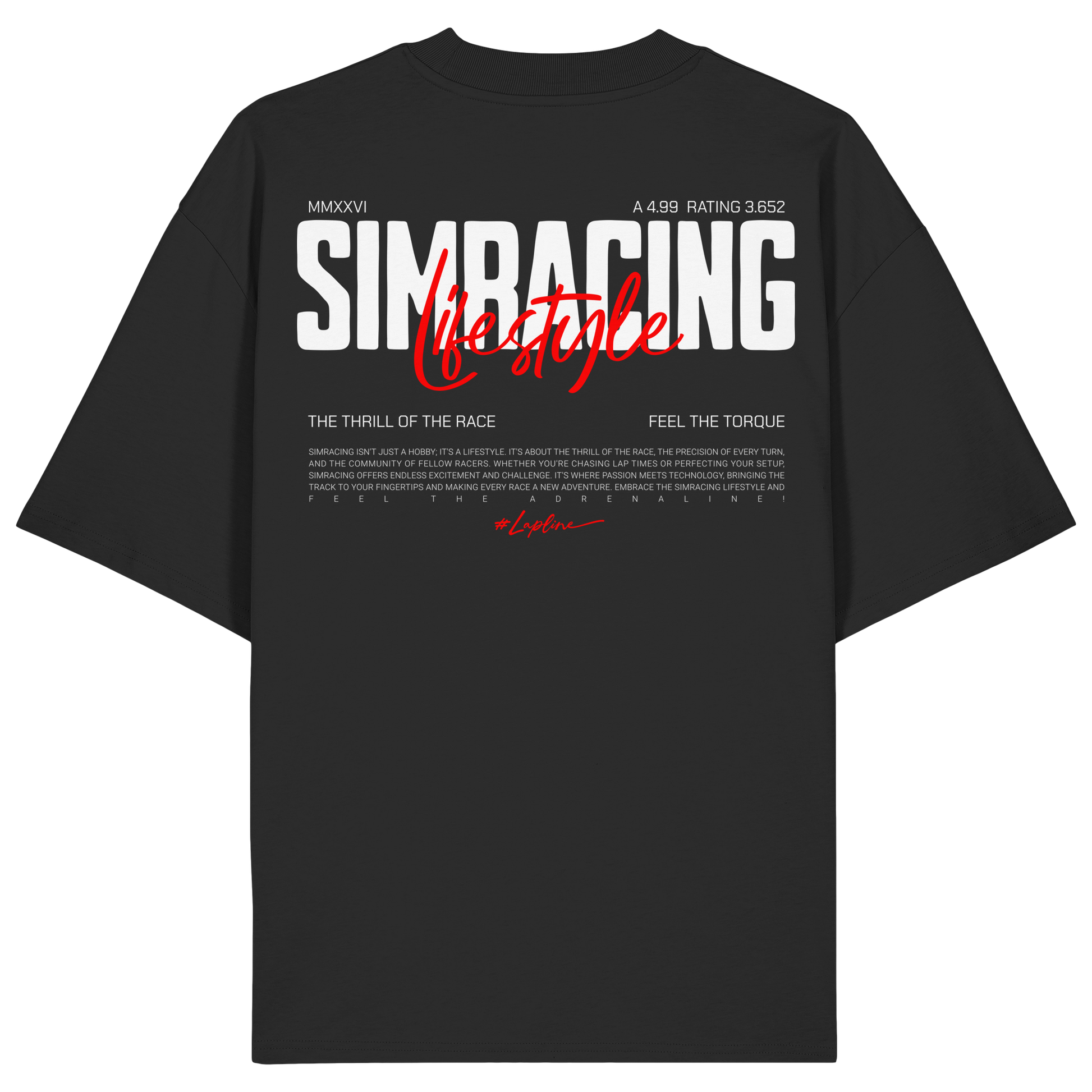 Simracing-Lifestyle - Oversize Shirt - Stickmotiv vorne