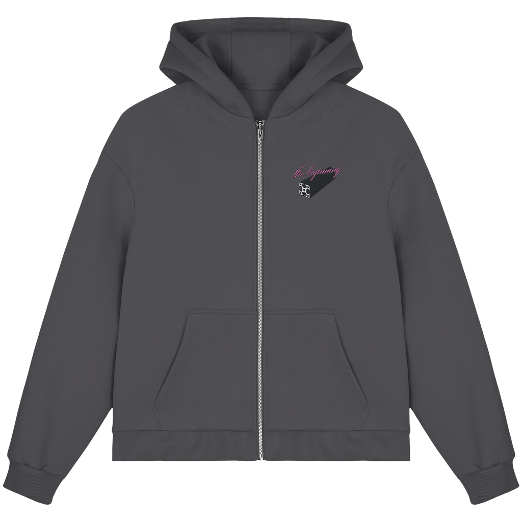 The beginning - Fluffy Boxcut Zipper - Stickmotiv vorne