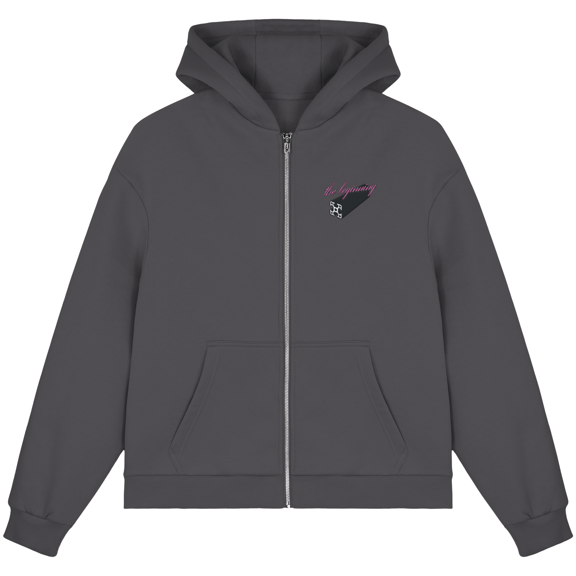 The beginning - Fluffy Boxcut Zipper - Stickmotiv vorne